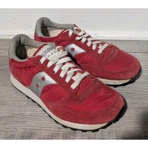 Women's Saucony Jazz Low Pro Red Gray Suede Tennis Shoes US 9 UK 7 EUR 40